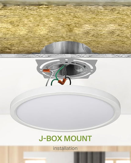 ASD LED 12" Round Flush Mount Ceiling Light Fixture, Low Profile Surface Lighting | 5CCT, Dimmable, Ultra-Thin, ETL Listed | 24W 2000LM 2700-6000K 100-277V | Kitchen, Hallway Lamp | White, 4 Pack