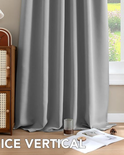 H.VERSAILTEX Blackout Curtains Thermal Insulated Window Treatment Panels Room Darkening Blackout Drapes for Living Room Back Tab/Rod Pocket Bedroom Draperies (2 Panels, Grey, 42 x 84 Inch)