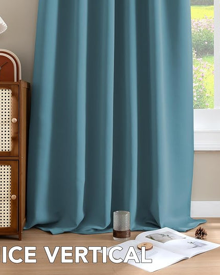 H.VERSAILTEX Blackout Curtains Thermal Insulated Window Treatment Panels Room Darkening Blackout Drapes for Living Room Back Tab/Rod Pocket Bedroom Draperies (2 Panels, Storm Blue, 52 x 96 Inch)