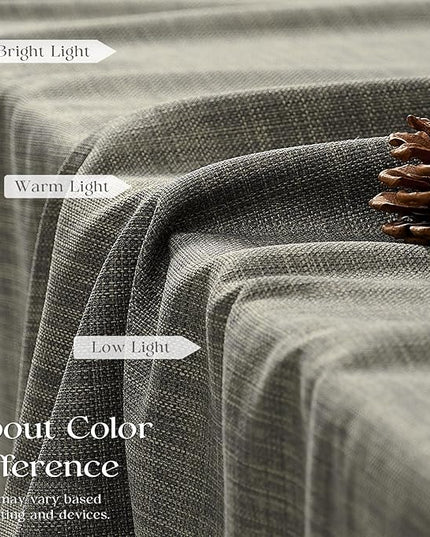Pinch Pleated Green Linen Curtains Light Filtering 86 Inches Long Drapes for Bedroom,Memory Train Shaped Pleat Curtain for Living Room and Track System Moss Boho Farmhouse with Back Tab 2 Panels
