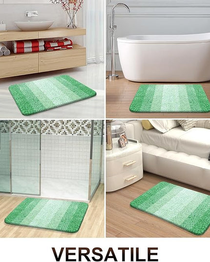 OLANLY Bathroom Rug Set 2 Piece, Soft Absorbent Microfiber Bath Mats and U-Shaped Contour Toilet Rug, Non-Slip, Machine Wash Dry, Plush Shaggy Bath Mats for Bathroom (30"x20"+24"x20", Green)