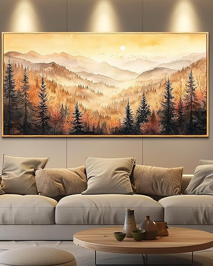 FUHAIHUA Wood Framed Canvas Wall Art For Living Room Large Wall Decor For Office Bedroom Decorations Forest Landscape Pictures Farmhouse Painting Artwork Room Wall Mural Aesthetic Home Decor 30x60 In