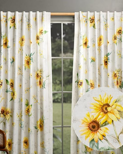 Maison d' Hermine Curtains for Living Room 100% Cotton 124 inch Length Two Panels Light Filtering Curtains for Bedroom Windows with Rod and Loop Pockets Drapes (Candice, 50" W x 124" L)