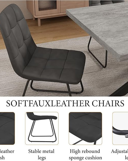 ZckyCine 7-Piece Expandable Dining Table Set, 51"-67" Modern Rectangular Table with 6 Faux Leather Chairs – Space-Saving Kitchen Set for 6, Ideal for Family Meals & Entertaining
