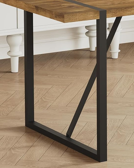 Dinner Table for 4-6,55'' Kitchen Table,Kitchen & Dining Room Tables, MDF Wood Dining Table with Metal Legs for Living Room & Dining Room