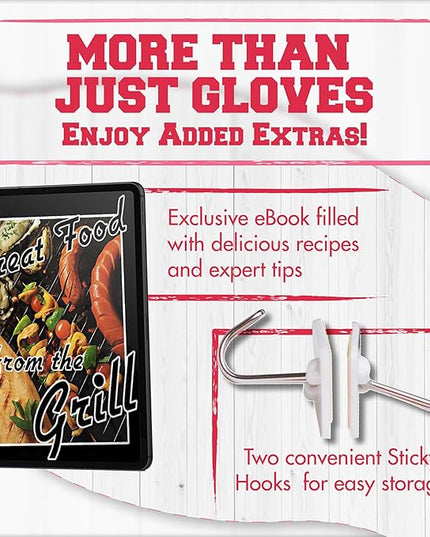 KITCHEN PERFECTION S Silicone Smoker Oven Gloves for Women -Extreme Heat Resistant BBQ Gloves -Handle Hot Food Right on Your Grill Fryer |Waterproof Oven Mitts for Cooking |Superior Set+3 Bonuses