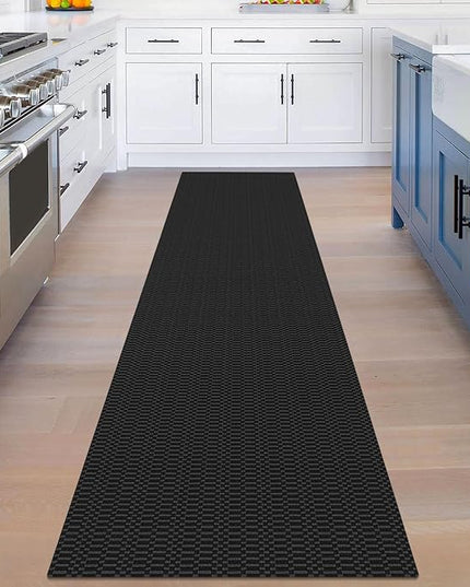 KOZYFLY Washable Runner Rug 2x8 Ft Runners for Hallway Rubber Backed Kitchen Runner Rugs Braided Cotton Entryway Runner Indoor, Carpet Runners for Hallway Entryway Bedroom, Black/Grey