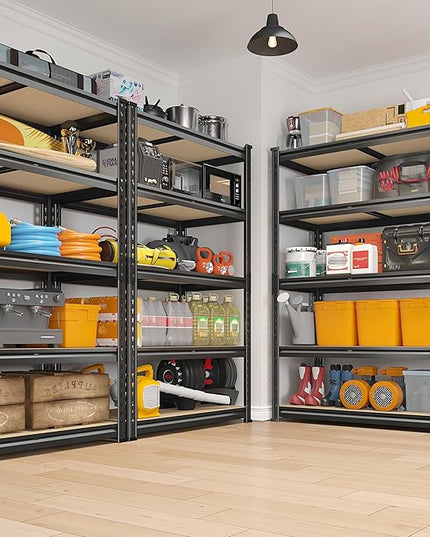 REIBII 2020LBS Storage Shelves 5 Tier Garage Shelving Heavy Duty Adjustable Garage Shelves, Utility Rack Shelf, Shelving Units for Storage Warehouse Pantry Closet, 35.5" W x 11.9" D x 72" H, Black