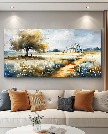 FUHAIHUA Large Canvas Wall Art For Bedroom Wall Decor For Living Room Modern Office Decorations Pastoral Pictures Scenery Watercolour Wall Paintings Artwork Farmhouse Home Decor Mural 30x60 In