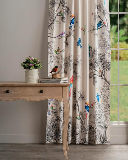 Maison d' Hermine Curtains for Living Room 100% Cotton 96 inch Length One Panel Light Filtering Curtains for Bedroom Windows with Rod and Loop Pockets Drapes (Amazonia, 50" W x 96" L)