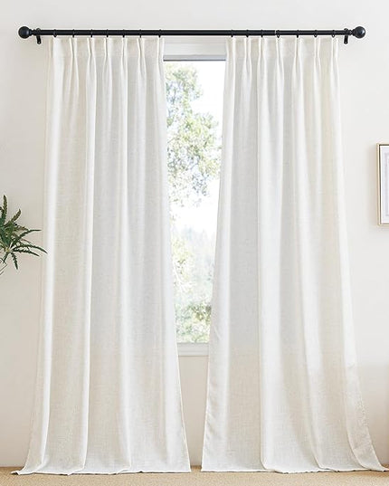 NICETOWN Linen Sheer Curtains 84 inches Long, Pinch Pleated Rod Pocket Back Tab Window Sheer Drapery for Bedroom, Living Room, Light Filtering Privacy Sheer Curtains, 1 Piar, 42 x 84 Inches Long