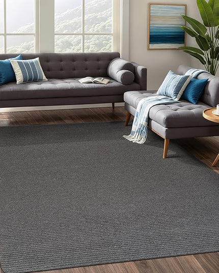 Beverly Rug Non-Slip Modern Rug 4x6 Solid Traditional Rubber Backing Machine Washable Soft Thin Indoor Area Rugs for Living Room Stain Resistant Non Shedding Casual Carpet (4 x 6 Gray)