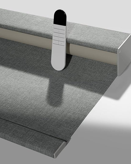 Boolegon Motorized Roller Blinds with Remote Control, Blackout Linen Fabric-Matched Automatic Roller Shades for Windows, Rechargeable Electric Window Shades for Home,Office, Gray, Custom Now.
