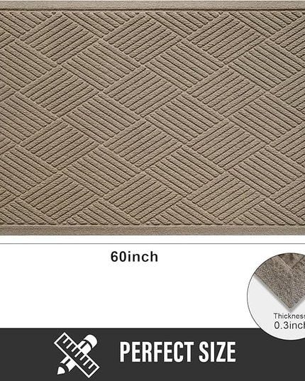 Sturdy Front Door Mat, Absorbent Muddy Dirt Resist Welcome Door Mats Outdoor Indoor, Stain and Fade Resistant, Non-Slip Rubber Backing Low Profile Doormat for Entryway, 60×36, Beige