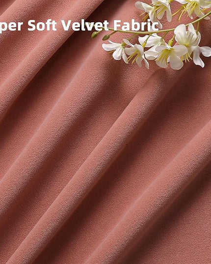 Joydeco Pink Velvet Curtains 90 inch Length 2 Panels, Luxury Blackout Rod Pocket Thermal Insulated Window Curtains, Super Soft Room Darkening Drapes for Living Dining Room Bedroom,W52 x L90 inches