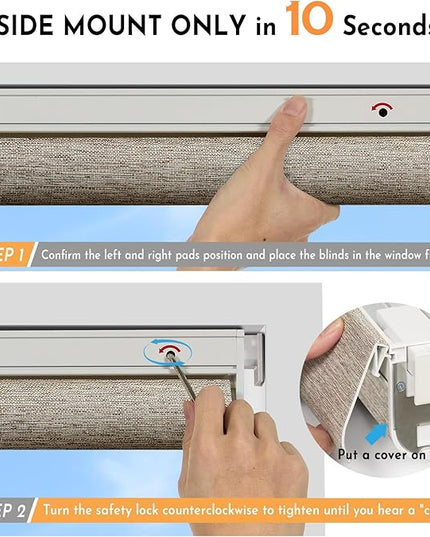 Persilux Smart Motorized Blinds with Remote, No Drill Automatic Roller Shades for Indoor Windows, Light Filtering Linen Fabric, Electric Blinds for Windows, Linen Light Brown C156-3, Custom Size