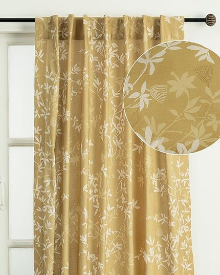 Maison d' Hermine Curtains for Living Room 100% Cotton 84 inch Length One Panel Light Filtering Curtains for Bedroom Windows with Rod and Loop Pockets Drapes (Louxor Dark Beige, 50" W x 84" L)