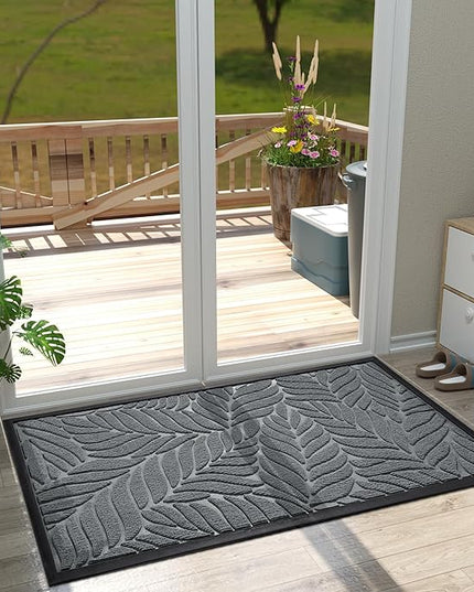 Yimobra 47x32 Large Door Mat Outdoor Indoor, All-Season Waterproof Door Mat Outside Entrance, All-Weather Non-Slip Outside Doormat for Garage Patio Entryway, Grey