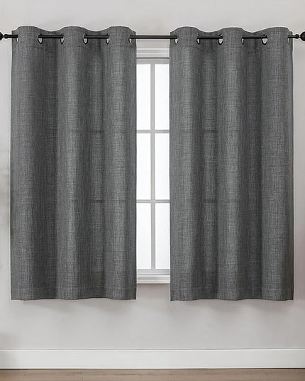 Chyhomenyc Dark Grey Curtains 54 Inch Length 2 Panels for Living Room, Light Filtering Faux Linen Textured Solid Window Curtains, Modern Soft Grommet Drapes for Bedroom, 40Wx54L, 2PCS