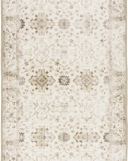 ReaLife Rugs Machine Washable Area Rug Runner - Living Room Bedroom Bathroom Kitchen Entryway Office - Padded Low Pile Stain Resistant Premium - Boho Farmhouse Vintage - BEV - Beige 2'6" x 6'