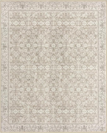 9x12 Area Rug, Cream Beige White Grey Large Washable Rug for Living Room with Non-Slip Soft Vintage Bedroom Rugs Traditional Farmhouse Carpet for Nusery Dining Room Office Home Décor