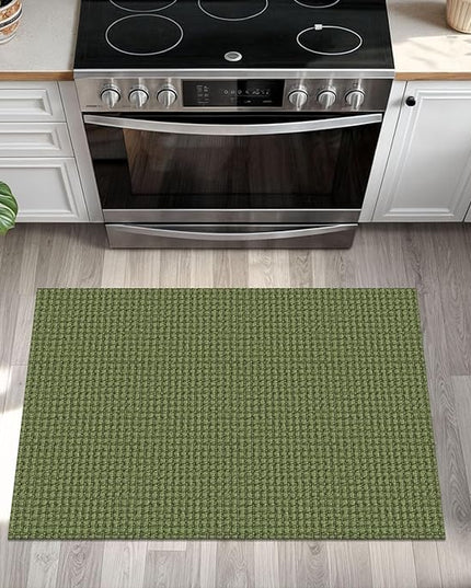 KOZYFLY Indoor Door Mat 2x3 ft Small Area Rugs Washable Front Door Mat Non Slip Rubber Backed Entryway Rug Cotton Entrance Doormat for Front Porch Bathroom Kitchen Bedroom, Bright Green/Earthy Green