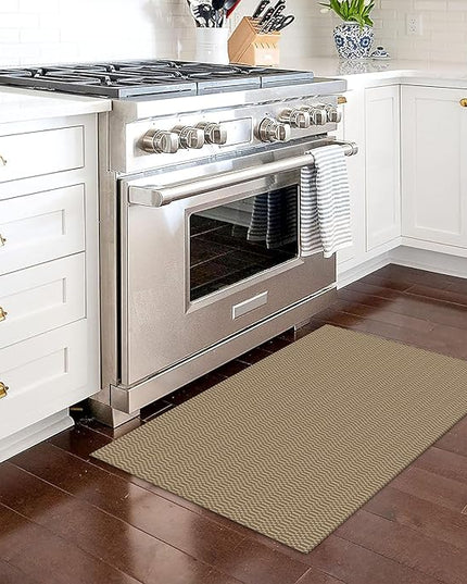 KOZYFLY Washable Area Rug 2x3 Ft Small Entryway Rug Indoor Door Mat Throw Rugs with Rubber Backing, Braided Cotton Floor Carpet for Front Entrance Bathroom Kitchen Foyer, Beige/Khaki