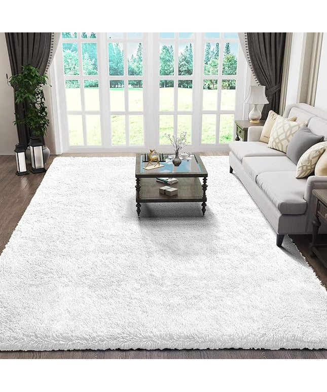 Ophanie 5x8 White Rugs for Living Room, Fluffy Fuzzy Plush Soft Carpets, Shaggy Area Rugs for Bedroom, Carpet for Dorm Nursery Home Decor Aesthetic