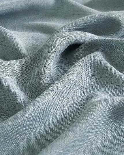 MIULEE Dusty Blue Linen Curtains 54 Inch Length 2 Panels for Bedroom Living Room, Soft Thick Linen Textured Natural Short Window Drapes Semi Sheer Light Filtering Back Tab Rod Pocket Burlap Look Decor