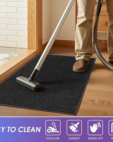 Kuyal Door Mat, 2'x3' Indoor Outdoor Entrance Mat to Trap Dirt and Moisture, Non Slip Waterproof Outdoor Mats, Commercial Floor Inside Outside Entrance, Heavy Duty Durable Welcome Mats, Black