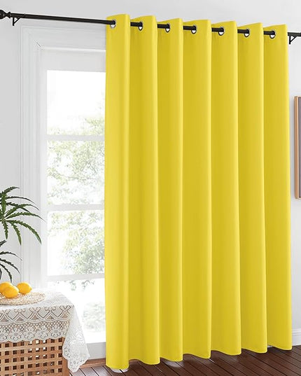 NICETOWN Sliding Glass Door Curtain Extra Long 84 inches Long, Grommet Thermal Insulated Blackout Patio Door Curtain Panel for Bedroom/Pergola, Bright Yellow, 1 Panel, W100 x L84