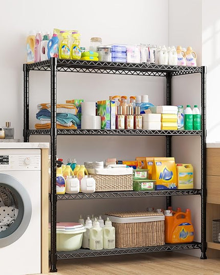 REIBII Wire Shelving Storage Shelves Metal Shelves Heavy Duty Shelving Adjustable Garage Storage Wire Shelf Pantry Shelves for Bedroom Kitchen Rack 35.5''W x 14''D x 59''H