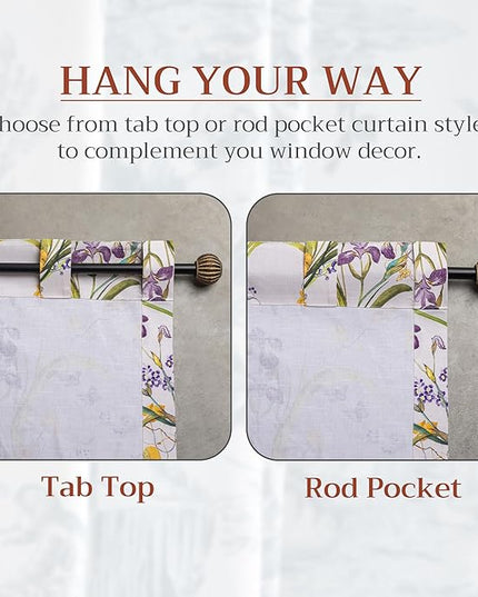 Maison d'Hermine Curtains for Living Room 100% Cotton 124 inch Length Two Panels Window Toile Curtains for Bedroom with Loop & Rod Pockets - Iris - Beige, 50" W x 124" L