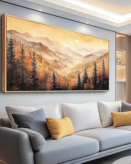 FUHAIHUA Wood Framed Canvas Wall Art For Living Room Large Wall Decor For Office Bedroom Decorations Forest Landscape Pictures Farmhouse Painting Artwork Room Wall Mural Aesthetic Home Decor 30x60 In