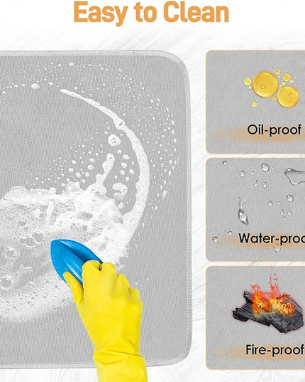 Heat Resistant Mats for Countertop - Firproof 16x20 in Heat Resistant Mats for Air Fryer - Kitchen Countertop Protector for Air Fryer, Coffee Maker, Stand Mixer, Toaster, Oven 2PCS - Grey