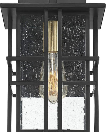 Possini Euro Design Arley Modern Outdoor Wall Light Fixture Black Geometric Frame 12" Seedy Glass for Exterior Barn Deck House Porch Yard Patio Outside Garage Front Door Garden Home Roof Lawn