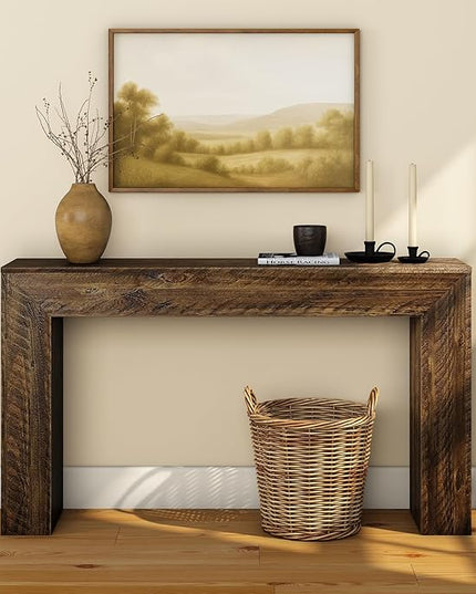 Plank+Beam 56 Inch Camden, Farmhouse Console Table - Solid Pine Wood, Easy Assembly for Living Room or Entryway, Rustic Barnwood
