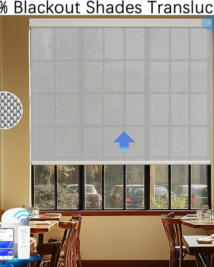 Motorized Blinds with Remote Cordless Automatic Motorized Shades Custom Blinds for Windows Smart Curtains Compatible with Alexa Google Home(3% Solar Grey,W50 x H72in)