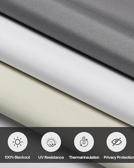 LazBlinds No Drill Blinds for Indoor Windows, Blackout Roller Shades, Cordless Window Blackout Blinds, Thermal Insulated Fabric UV Protection for Home and Office, 33" W x 48" H, Black