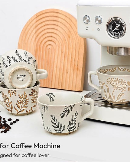 Ceramic Coffee Mug, 12 oz Novelty Unique Teacup with Handle, Stoneware Cup for Tea Mocha Latte Cappuccino Espresso (Ivy)