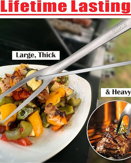 GRILLART BBQ Tools Grill Tools Set -18Inch Grilling Tools BBQ Set - Grill Accessories w/BBQ Tongs, Spatula, Fork, Brush- Stainless Grill Kit Grilling Set - Gift Ideas BBQ Accessories Gifts for Men Dad