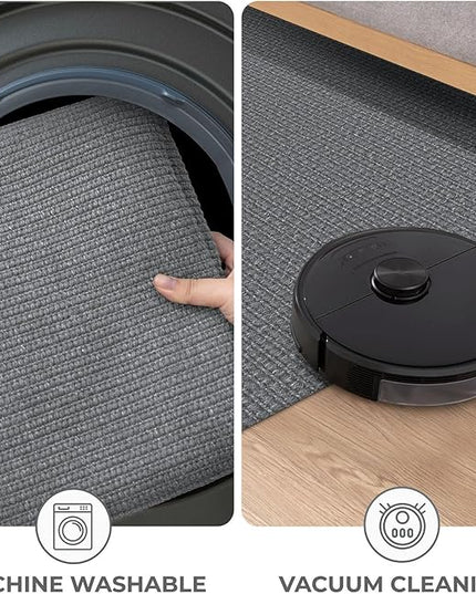 KOZYFLY Washable Runner Rug 3x16 ft Hallway Kitchen Runner Rugs with Rubber Backing Bobo Non Slip Entryway Runner Indoor, Long Carpet Runners for Hall Kitchen Entryway, Grey