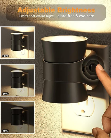 JandCase Night Light, Night Lights Plug Into Wall with 3 Color Temperatures, 2 Pack Dusk to Dawn Sensor Dimmable Nightlight, 3CCT (3000K/4000K/5000K) Adjustable LED Night Light for Bathroom Hallway