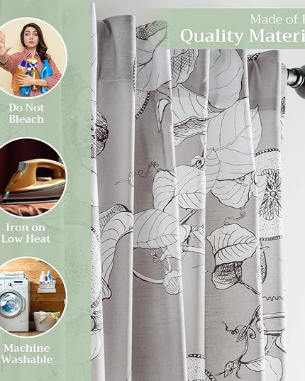 Maison d' Hermine Curtains for Living Room 100% Cotton 96 inch Length One Panel Light Filtering Curtains for Bedroom Windows with Rod and Loop Pockets Drapes (Manon Grey, 50" W x 96" L)