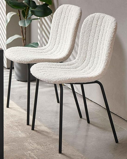 NORDICANA 5 - Piece Dining Set, Industrial Style 47 in Kitchen Table with Beige Faux Fur Dining Chairs for 4 Person, Dining Room Table Set for Dinette, Breakfast Nook Breakfast Nook