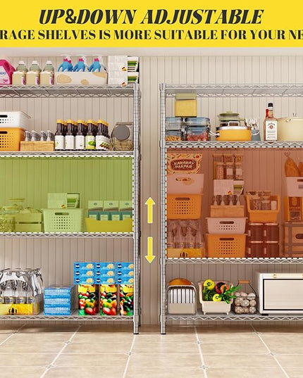 Storage Shelves Heavy Duty, 36" L x 14" W x 54" H Garage Wire Shelving Unit Loads 1400LBS, 4-Tier Adjustable Metal Industrial Utility Shelf Rack for Kitchen, Laundry Room, Pantry, Warehouse, Basement