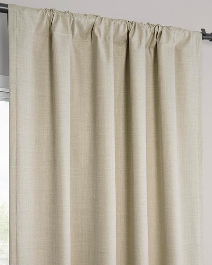 HPD Half Price Drapes Vienna Basic Linen 100% Blackout Curtains for Bedroom 108 Inches Long (2 Panels) - Rod Pocket Curtains & Drapes for Living Room & Windows - 50 X 108, Beige