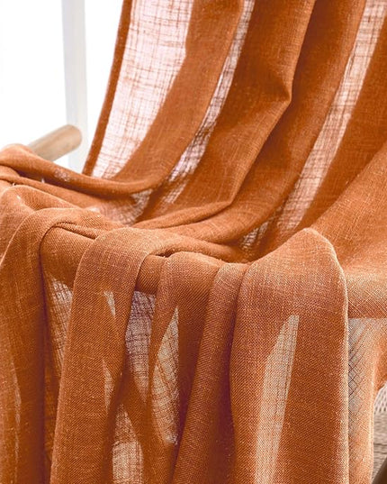 MIULEE Orange Curtains 96 Inch Length 2 Panels for Bedroom Living Room, Soft Thick Linen Textured Window Drapes Semi Sheer Light Filtering Back Tab Rod Pocket Burlap Look Fall Boho Decor