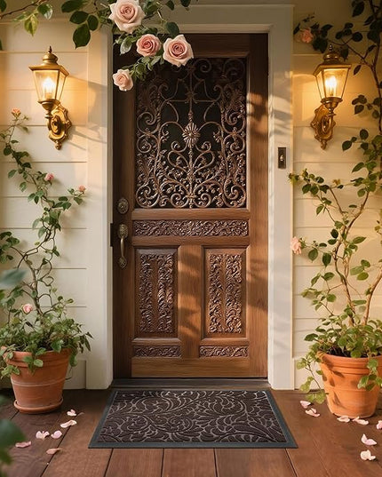 Yimobra Door Mat Outside Entrance 29.5x17, Waterproof Sturdy Outdoor Mats for Front Door, Heavy Duty Non-Slip Doormat for Garage Patio Entryway Indoor, Easy Clean, Coffee