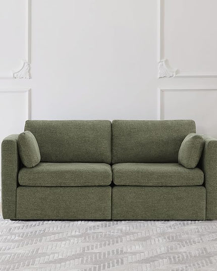 CHITA Small Modular Sectional Fabric Sofa Set, Extra Comfty Loveseat Cloud Couch, FSC Certified Modular Sectional Couch for Living Room, 78 inch Width,2 Seat Modular Sofa, Moss Green